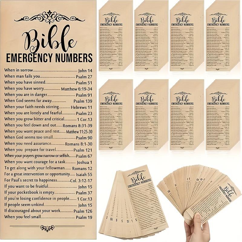 Bible Bookmarks, 20 Paper Bible Bookmarks, Church and Sunday School Supplies, Emergency Contact Numbers, Religious Gifts