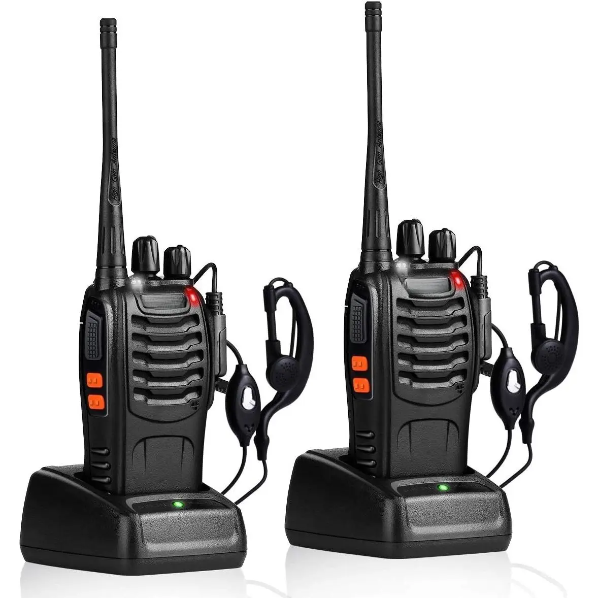 2‑Pack Rechargeable Long‑Range Walkie Talkies, UHF Handheld Two‑Way Radios with Earpieces, Flashlight, Li‑Ion Battery & Charger