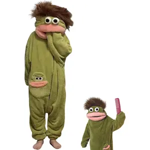 Funny Cartoon Big Mouth Monster Plush Onesie Pajamas for Couples & Friends Matching Outfit, Soft Flannel Fleece Oversized Unisex Full Body Loungewear with Interactive Movable Mouth Hood & Cute Monster Pocket, Fluffy Shaggy Hair Warm Sleep Jumpsuit, Suitab