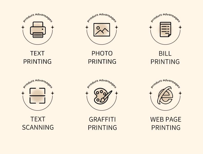 Mini Printer: Inkless Wireless Portable Cute Design, Supports Photo Text Web Bill Printing, Essential Daily Carry Instant Print Device, Thermal Label Printer