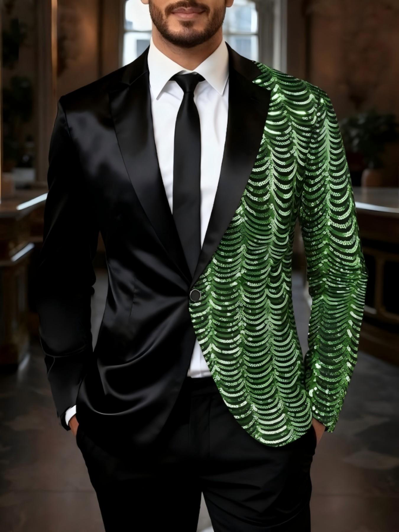 Men's Multicolor Sequin Blazer Jacket, Fashionable and Trendy, Perfect for Stage Performances, Nightclubs, Parties, Events, Formal Wear