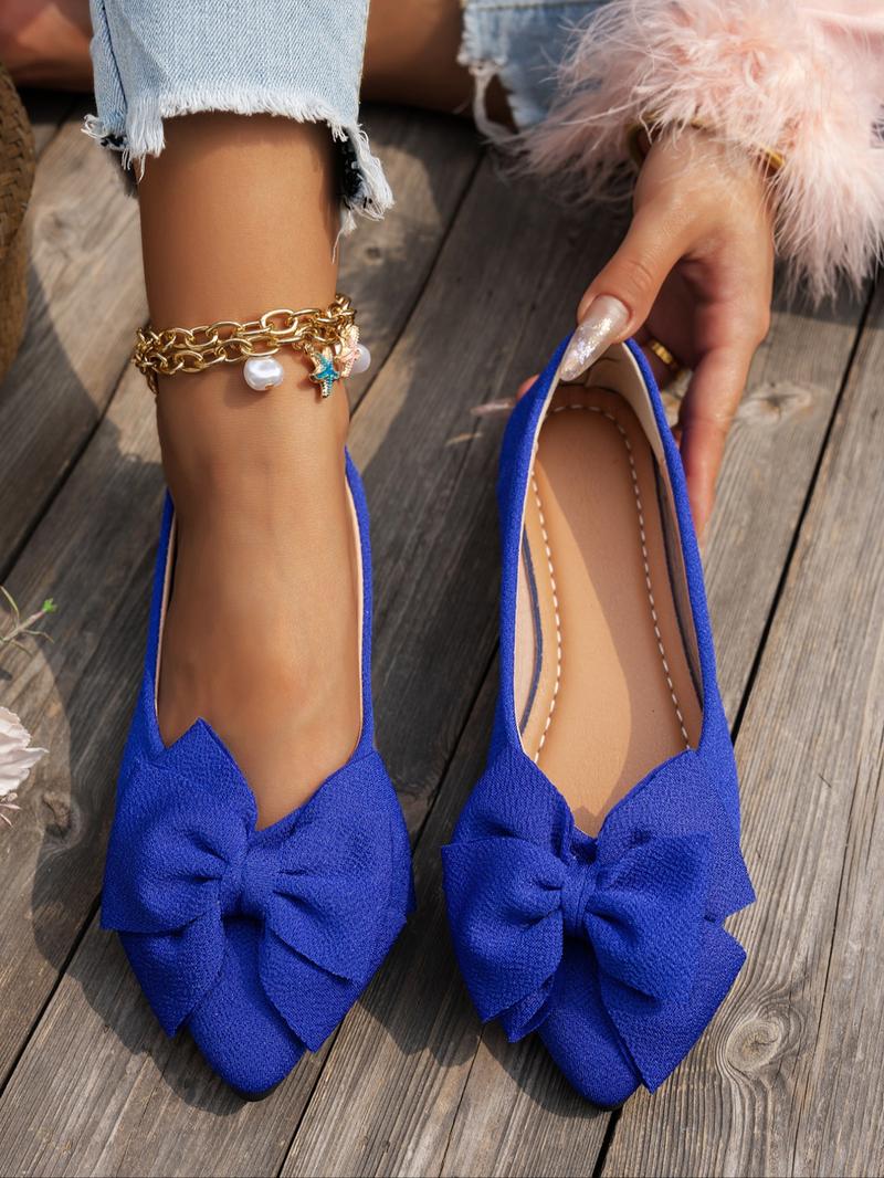 Women's Fashionable Bowknot Design Slip on Flats, Casual Comfortable Pointed Toe Flat Shoes for Daily Wear, All-match Commuter Shoes for Women & Girls, Running