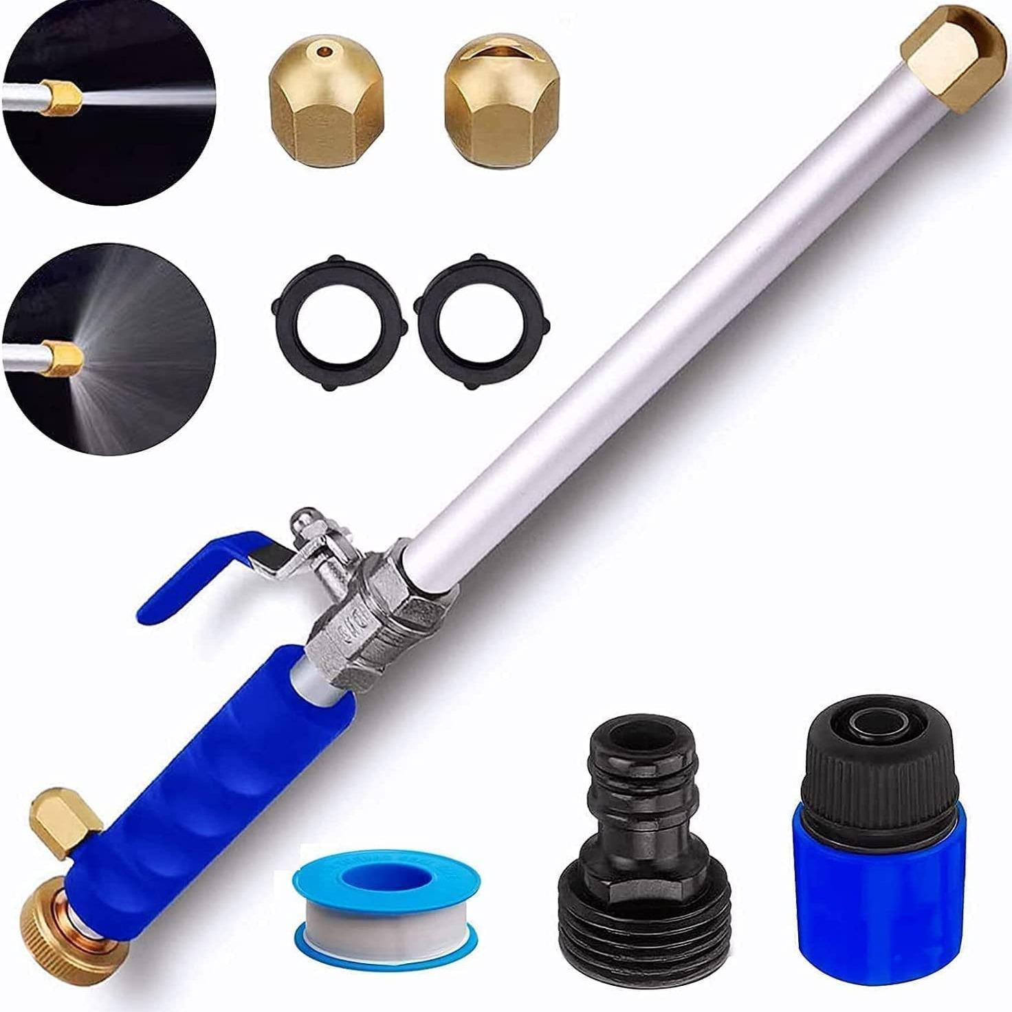 High Pressure Jet Hose Nozzle, Power Washer Wand with 2 Nozzles, Leak-Proof for Car Wash, Gutter, Pets & Window Cleaning