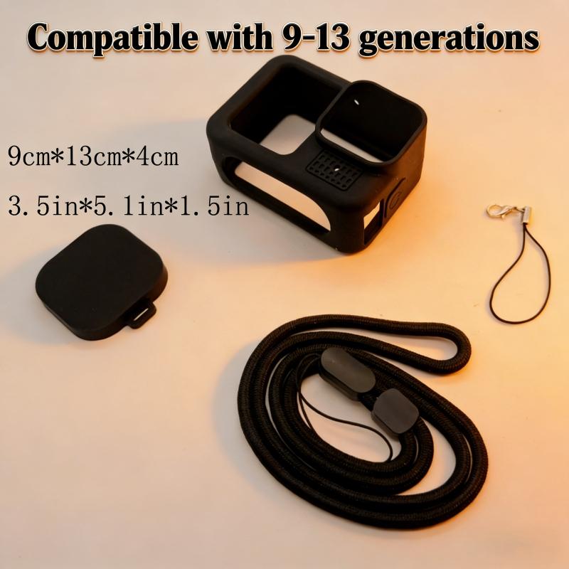 Rammind Silicone Case for Gopro Hero 12 11 10 9, Tempered Glass Screen Protector, Protective Film Lens Cap Cover for Go Pro 13