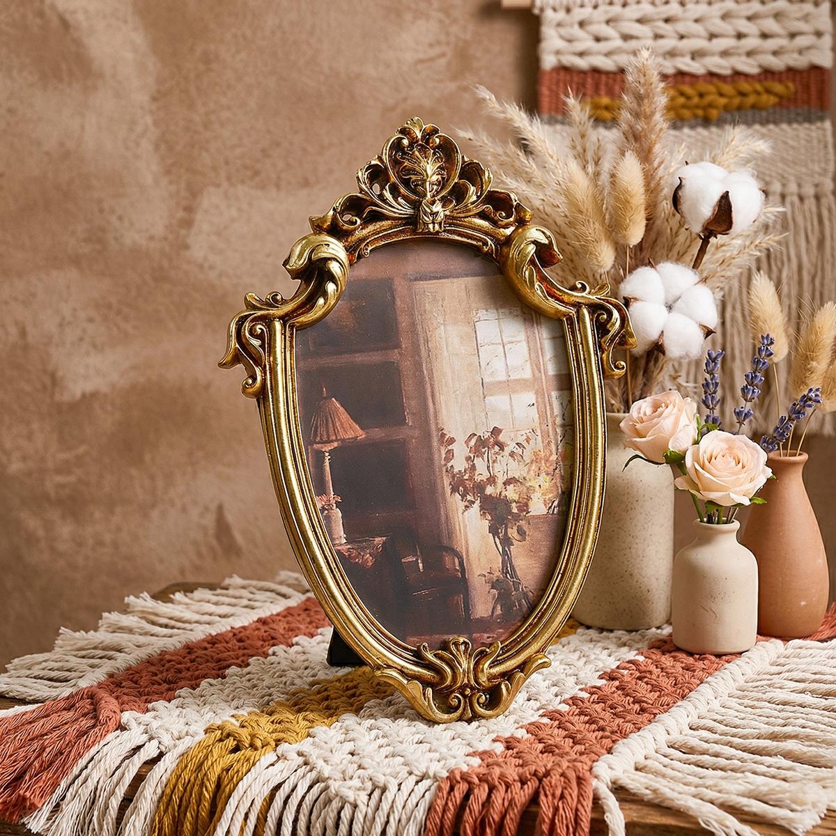 European Classical Photo Frame, Resin Material, Wall or Desk Mount, Home Office Decor, Festival Party Decoration