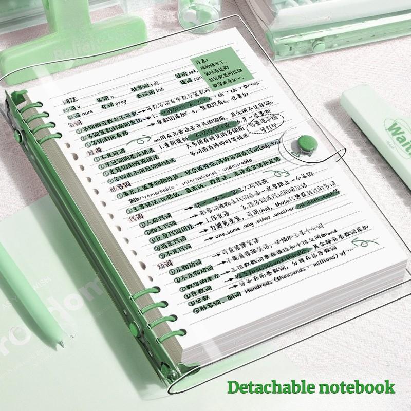 B5 size learning notebook with PVC transparent cover, ring-bound design supports layered notes and mind maps, perfect for structured focused learning, comes with B5 160 pages and B5 blank 160 pages, suitable for school homework, class notes and work logs,