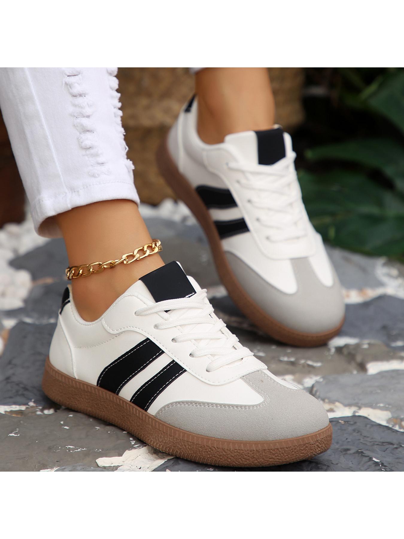 Versatile Retro Trainers, 2 Colors, Suede Patchwork, All-Season Casual Shoes