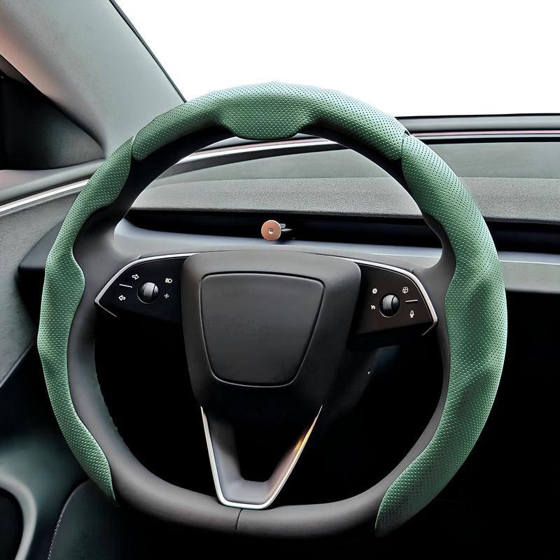 Nappa Leather Car Steering Wheel Cover - Quick Turn Non-Slip Breathable Ultra-Thin Cover for 14.5-15 inch Universal, Car Accessories, Car Essentials