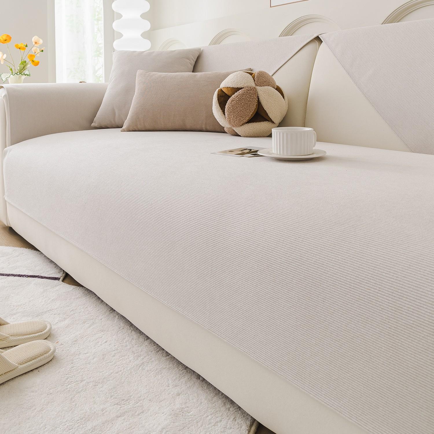 chenille waterproof sofa cushion, Sofa Protector, Soft Sofa Protector, Elastic Sofa Slipcover, suitable for all seasons, with a French cream style, anti-slip and cat scratch resistant, machine washable, for home decoration