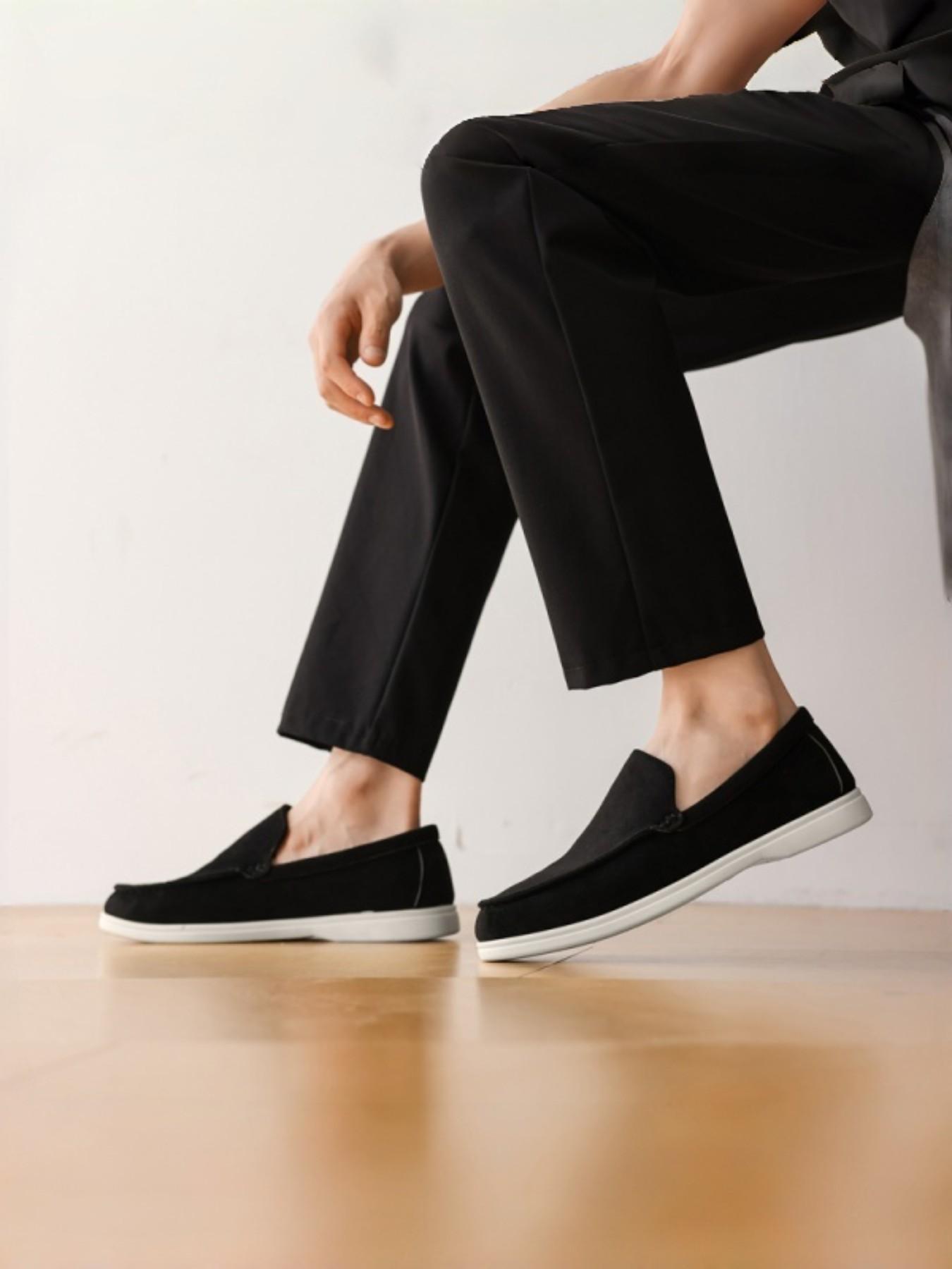 Men's Slip-On Casual Bean Shoes, Driving/at Home Wear, Suede Reverse + Lightweight Sole, Comfortable and Stylish Footwear