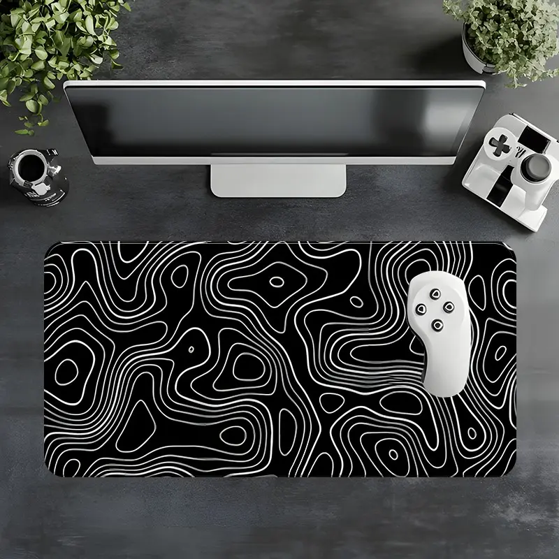 Abstract Terrain Line Pattern Mouse Pad, Rectangle Gaming Mouse Pad, Non-slip Rubber Pad, Aesthetic Desktop Decoration Protective Pad for Laptop, Desktop Computer Games, Desktop Accessory, Desk Accessories