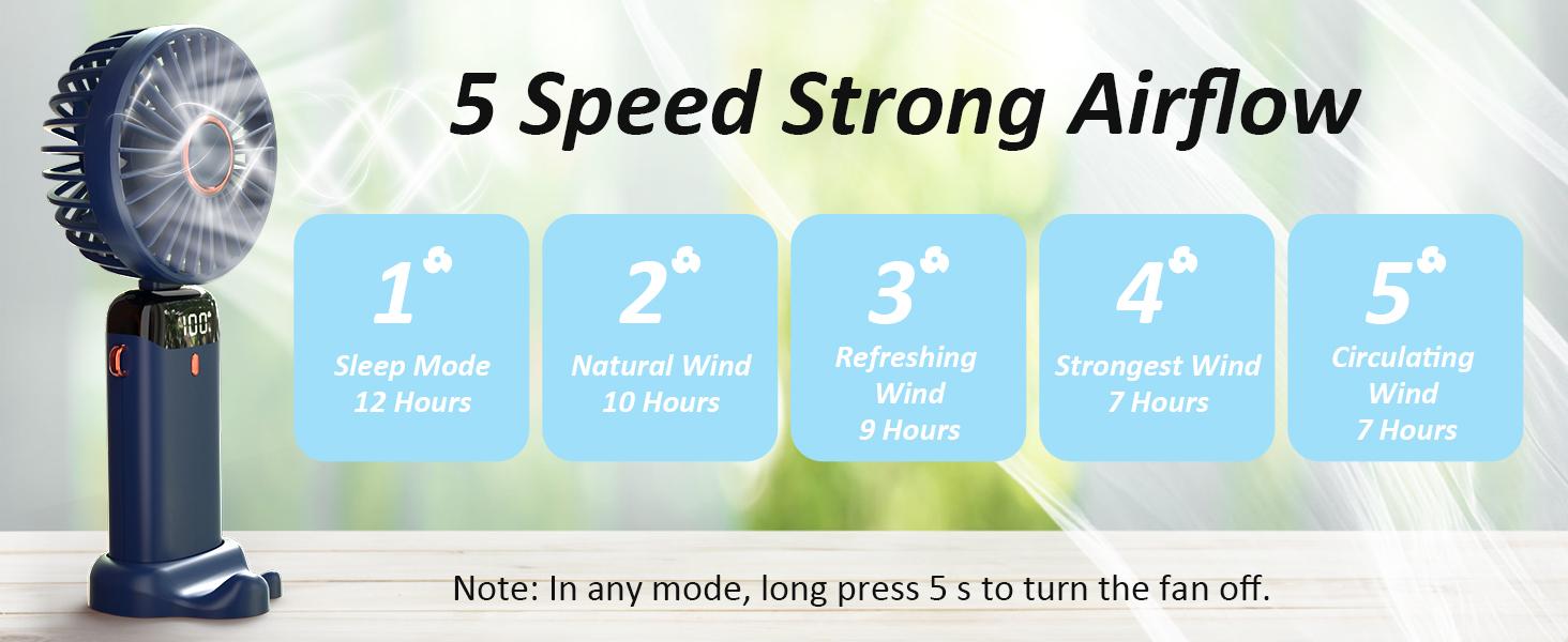 USB Rechargeable Handheld Portable Fan with Phone Holder for iPhone Android Mobile Phone, Cooling Fan with Digital Display, Portable Mini Fan, 90° Ajustable Handheld Fan for Outdoor Sports