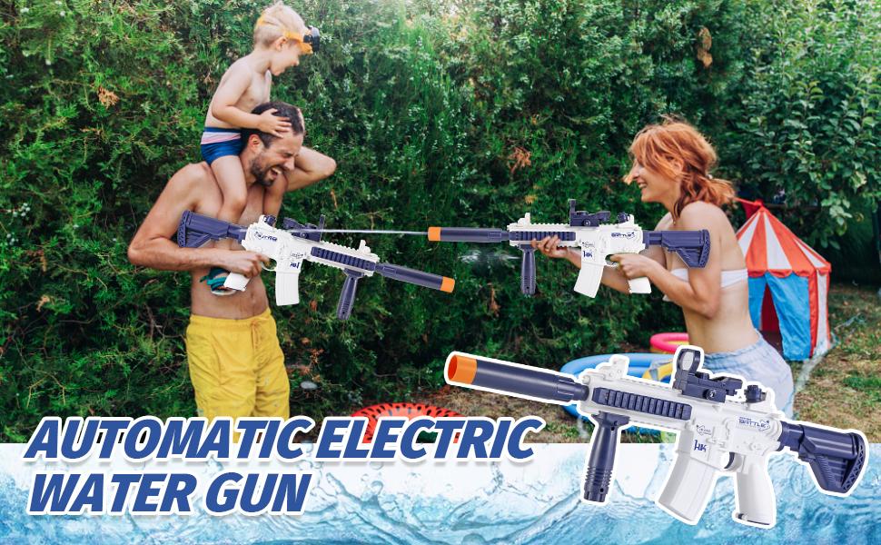 Electric Water Gun for Kids Adults - Automatic Squirt Gun With up to 32 Ft Long Range, Summer Outdoor Beach Swimming Pool Party Super Soaker Toys, Gift for Kids Age 8 9 10 11 12 Years Old Boys