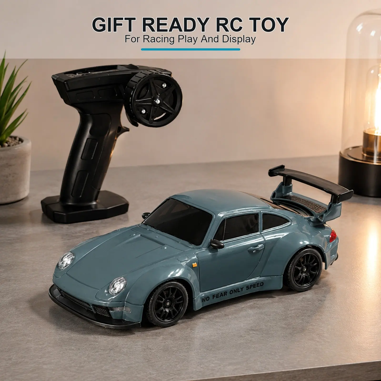 1:24 Scale Remote Control Toy Car, Remote Controlled Vehicle, 2.4g Four-Wheel Drive Drift Car, 20km/h High-Speed RC Race Car, LED Lights, Kids' Gift, Requires Aa Batteries