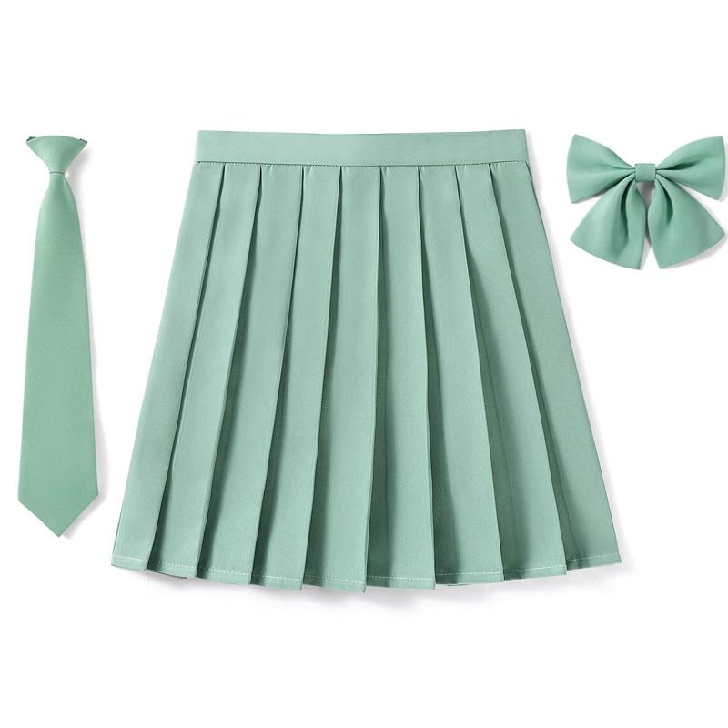 2025 Preppy Style Pleated Skirt Woman High Waist A-Line School Skater Mini Skirt Girl JK Uniform Skirt With Match Necktie Bowtie