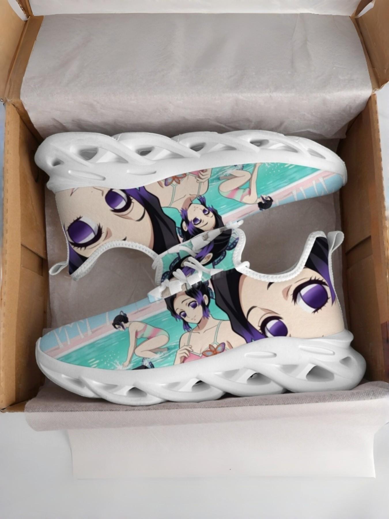 Unisex Anime Style All-Over Print Sneakers, Breathable Mesh, High Elastic Shock Absorption, Anti-Slip Eva Sole, Casual Outdoor Shoes