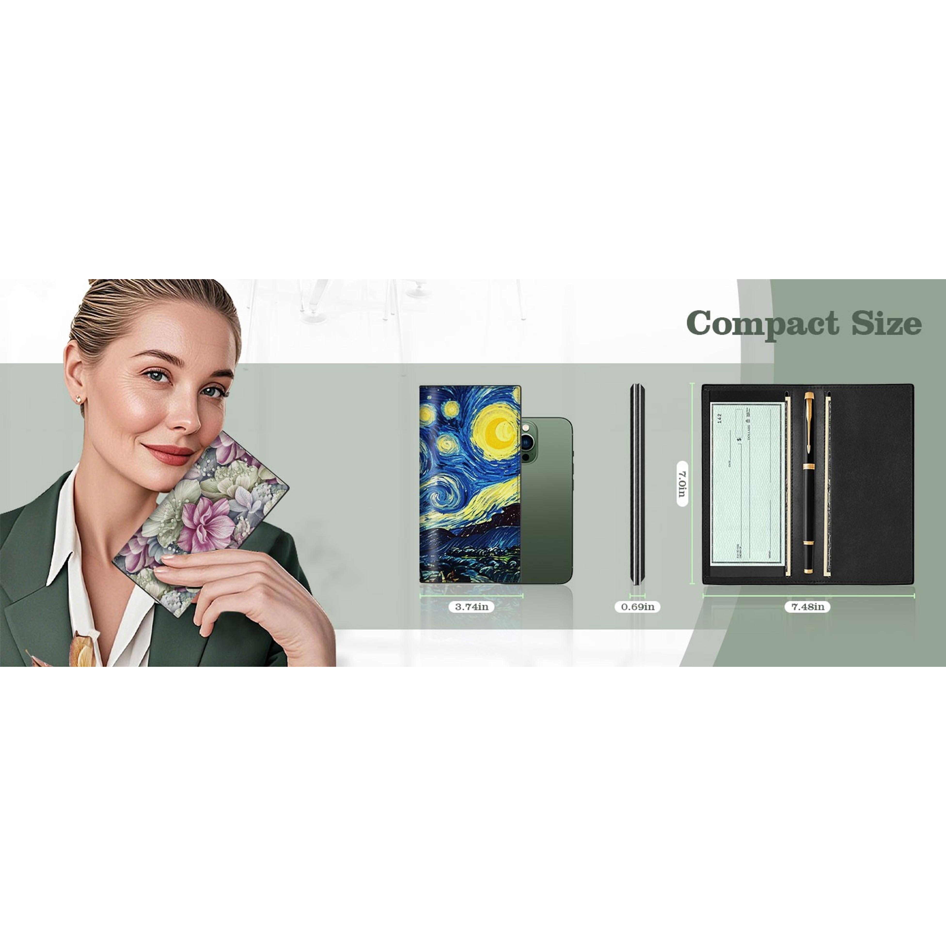 Sea Turtle PU Leather Checkbook Cover for Women, Personal Checkbook Holder with Transparent PVC Divider for Duplicate Checks, Fashionable Print Design