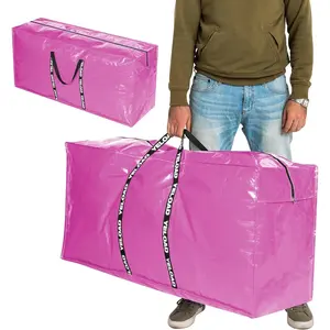 66 Gallon Large Bags 2 Pack – Pink XXL Duty Waterproof Moving Tote Bags for College Dorm, Travel, Clothes & Bedding Foldable Zippered Duffle with Handles