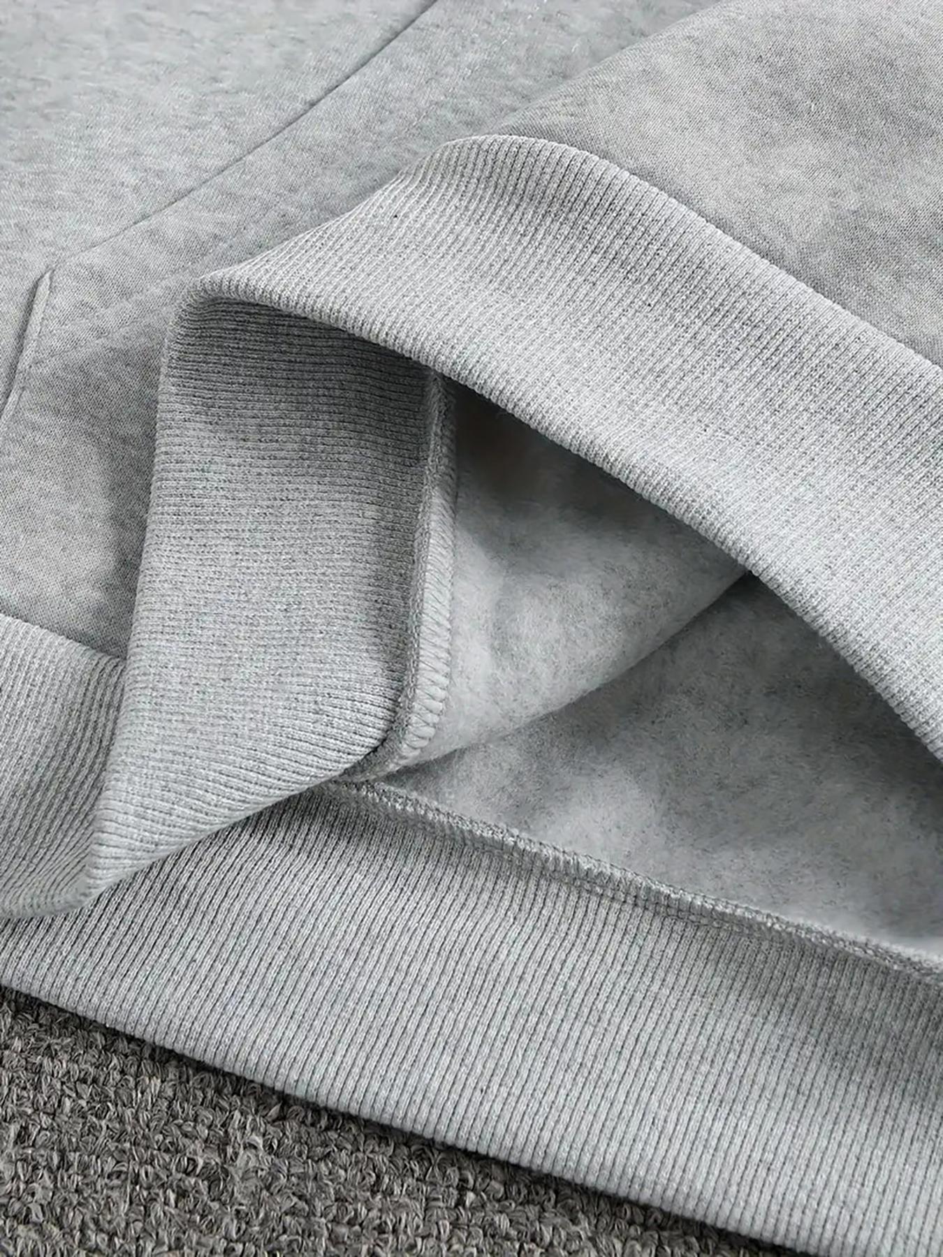 Men's Fall Winter Trendy Hoodie, Geometric Stwd Letter Print Front Back, Casual Fitted Hooded Sweatshirt, Street Style Men's Clothing