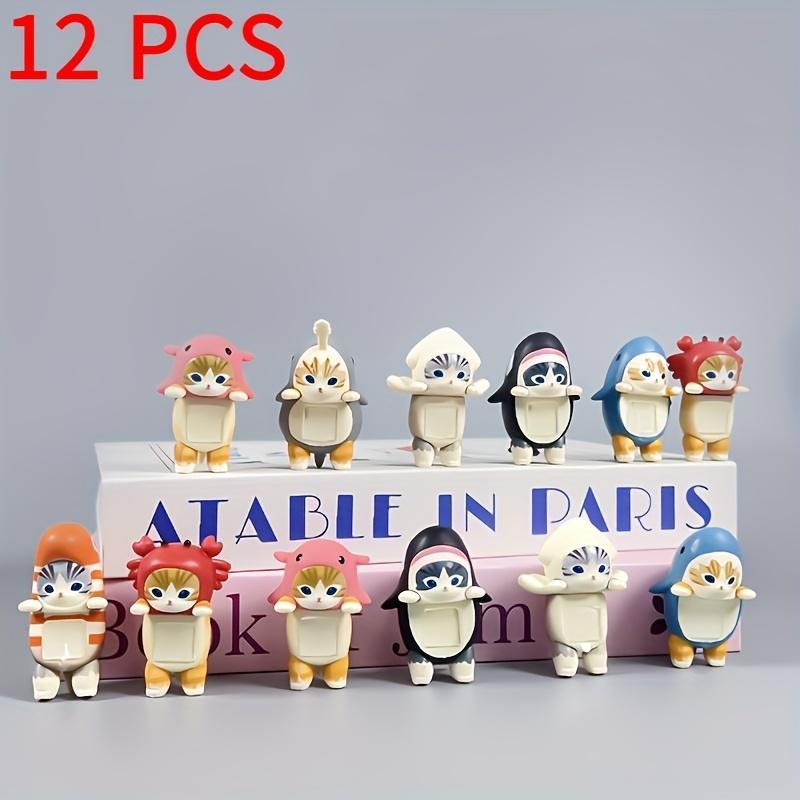 Trending Cute Cat Decor Set of 12, Self-Adhesive Design, Perfect for Phone Cases, Computer Screens, Car Interior, Desktop Decoration