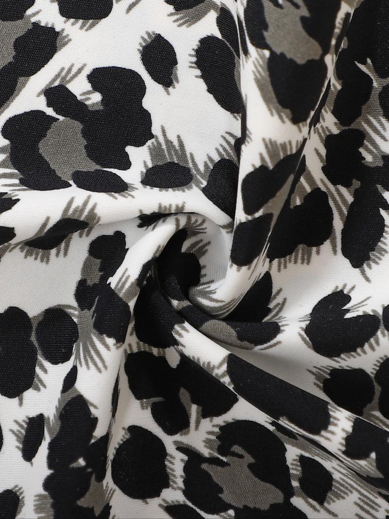 Women's Leopard Print & Solid Color Panties, Comfortable Seamless Briefs, V-Shaped Pull-Up Waistband, Floral Pattern