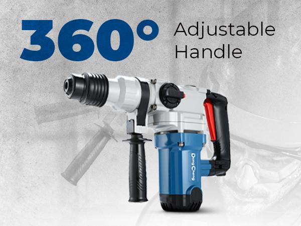 【5-year warranty】DongCheng 1-1/8 Inch SDS-Plus Rotary Hammer Drill with Safety Clutch, 9.2 Amp Heavy Duty Corded Demolition Hammer for Concrete, 3.6 Joules, Including 3 Drill Bits, Flat Chisels and Point Chisels Power Tools