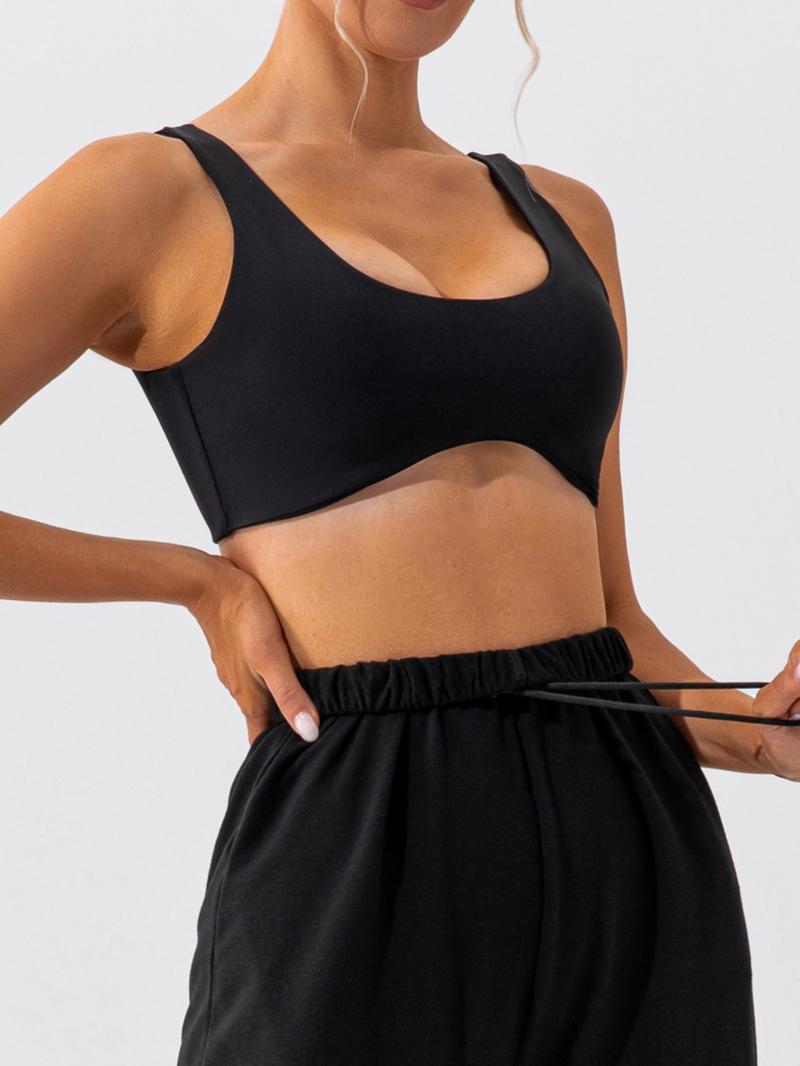 Women's Wireless Sports Bra Set, Breathable Quick-Dry Yoga Top, Plain Design for All-Season Training & Running, Sportswear Essentials