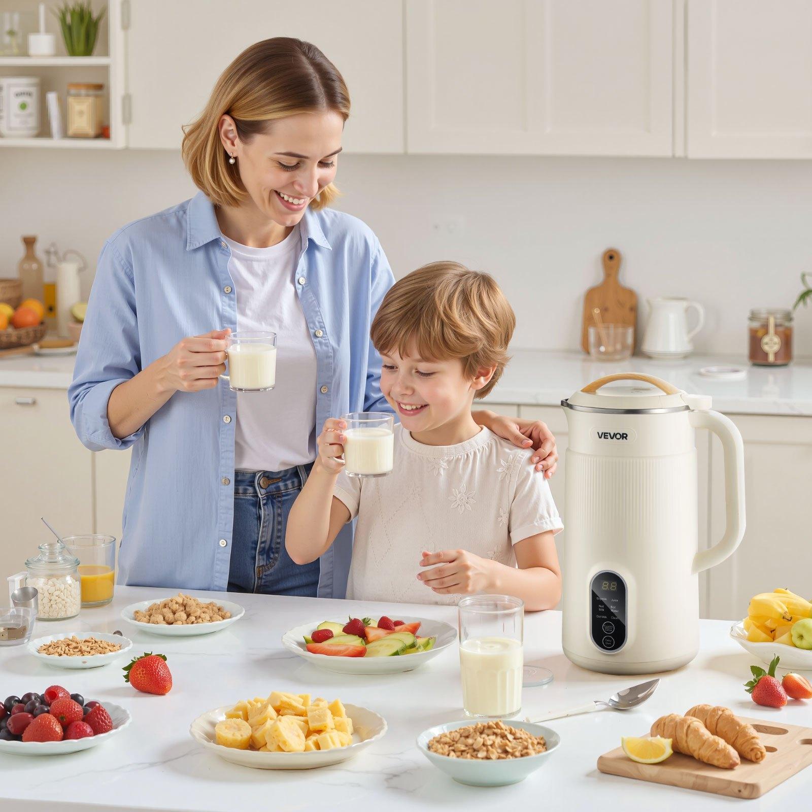 【Summerfinds】VEVOR 6-in-1 Nut Milk Maker, 20 oz Soy Milk Maker Machine with 6 Blades, for Homemade Oat, Nut, Soy, Juice, Plant-Based and Non Dairy Beverages with High-Temp Self-Cleaning, Boil Water, 12-Hour Delay