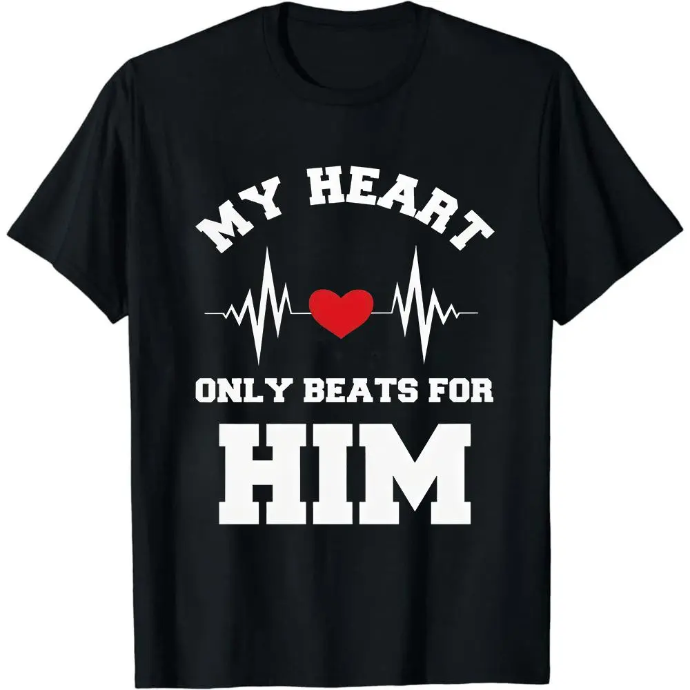 Matching Couple Shirts, My Heart Only Beats For Him Her Shirt, Valentines Gift for Couples, Anniversary Tee, Romantic Matching Outfit