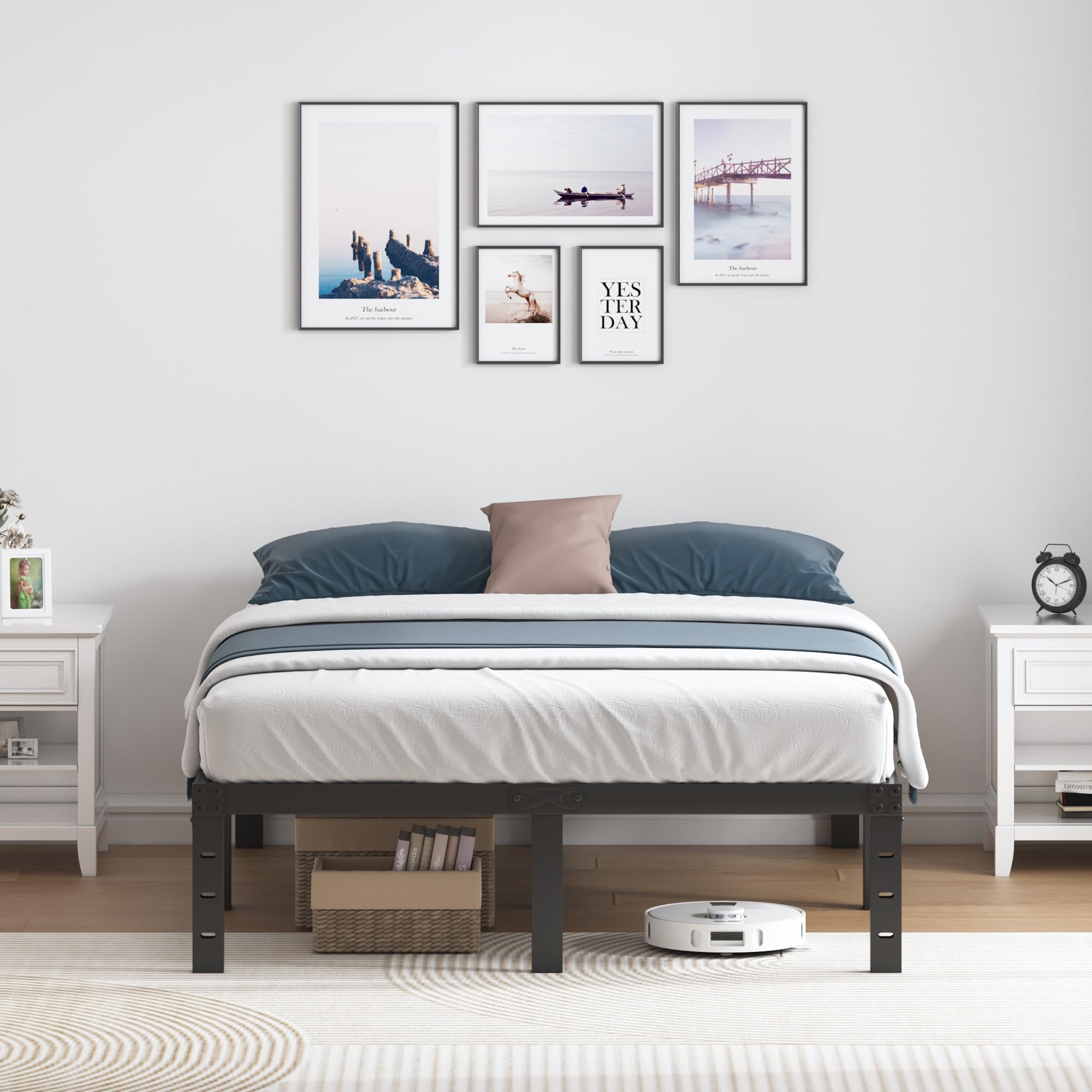 Edenza1-Twin Bed Frames, 16 Inch Heavy Duty Metal Platform Bed Frame Twin Size Support Up to 3500 lbs, No Box Spring Needed/No Shaking/Steel Slat Support/Noise Free/Easy Assembly Heavy Duty Queen Size Metal Bed Frame affordable  bed  frame