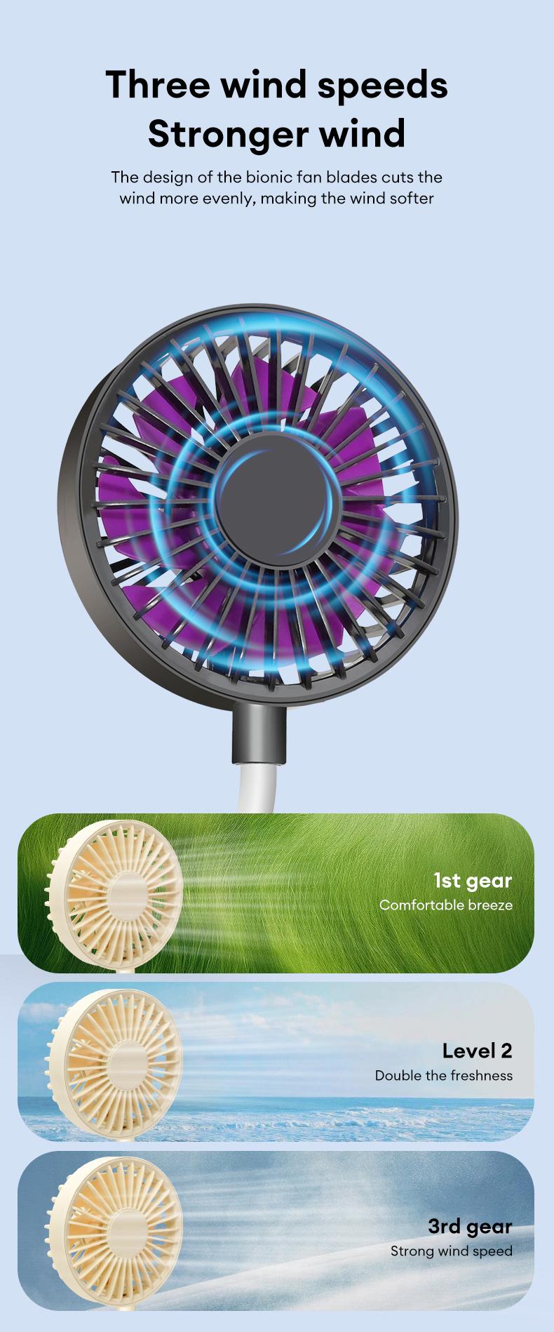 MGALL UF07 Magnetic Bracket Mini Fan – Lightweight & Portable, 360° Full-Area Air Supply, 3-Speed Instant Cooling, Adjustable Hose for Precise Airflow, Silent Operation, Handheld Air Conditioner for a Cool Summer