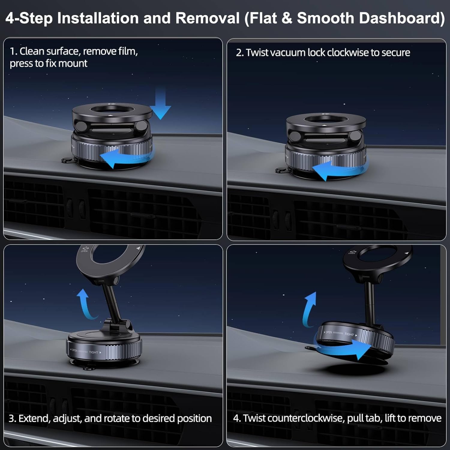 1PC Upgrade Vacuum Magnetic Car Phone Holder, 360° Enhanced Super Suction, Magsafe Compatible, for Car/gym/mirror, iPhone & Android