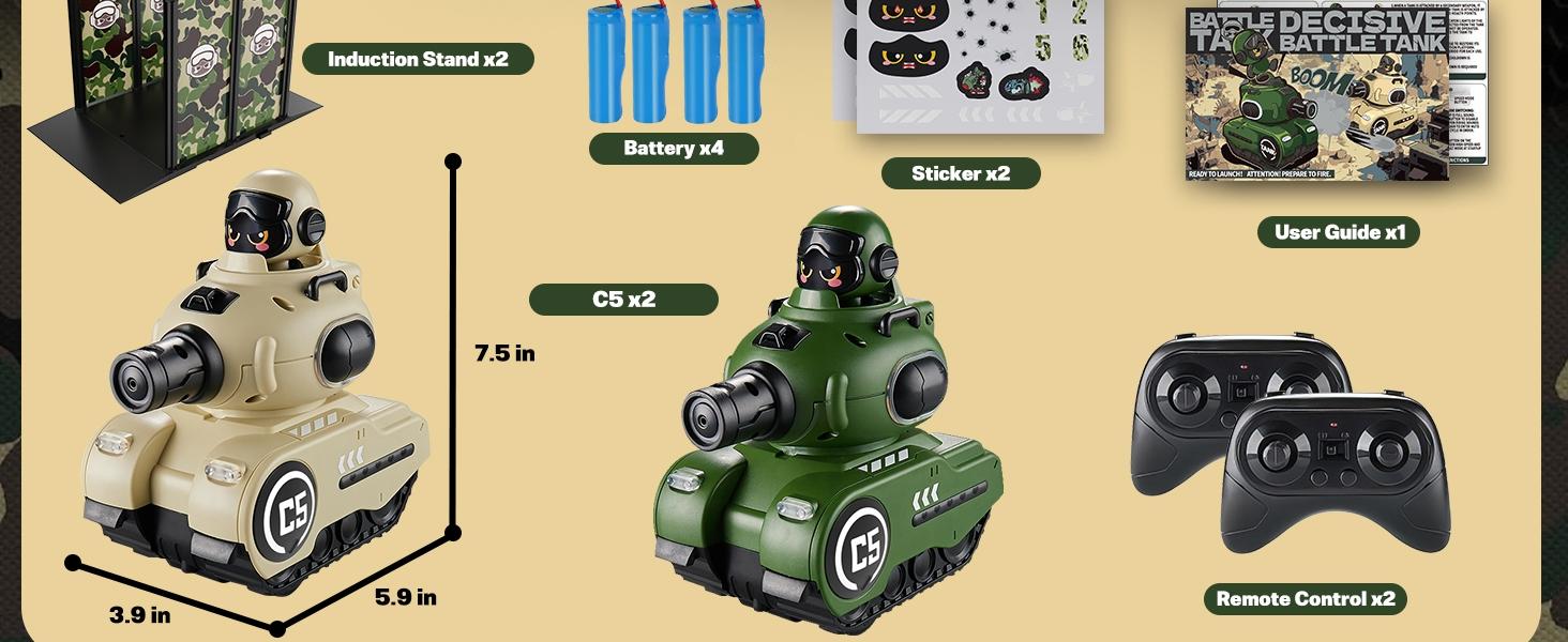 Remote Control Battle Tanks Set, Stable Control, Simulated Shooting, Sound Effects, Unisex, Kids Birthday Party Gift, Requires Aa Batteries