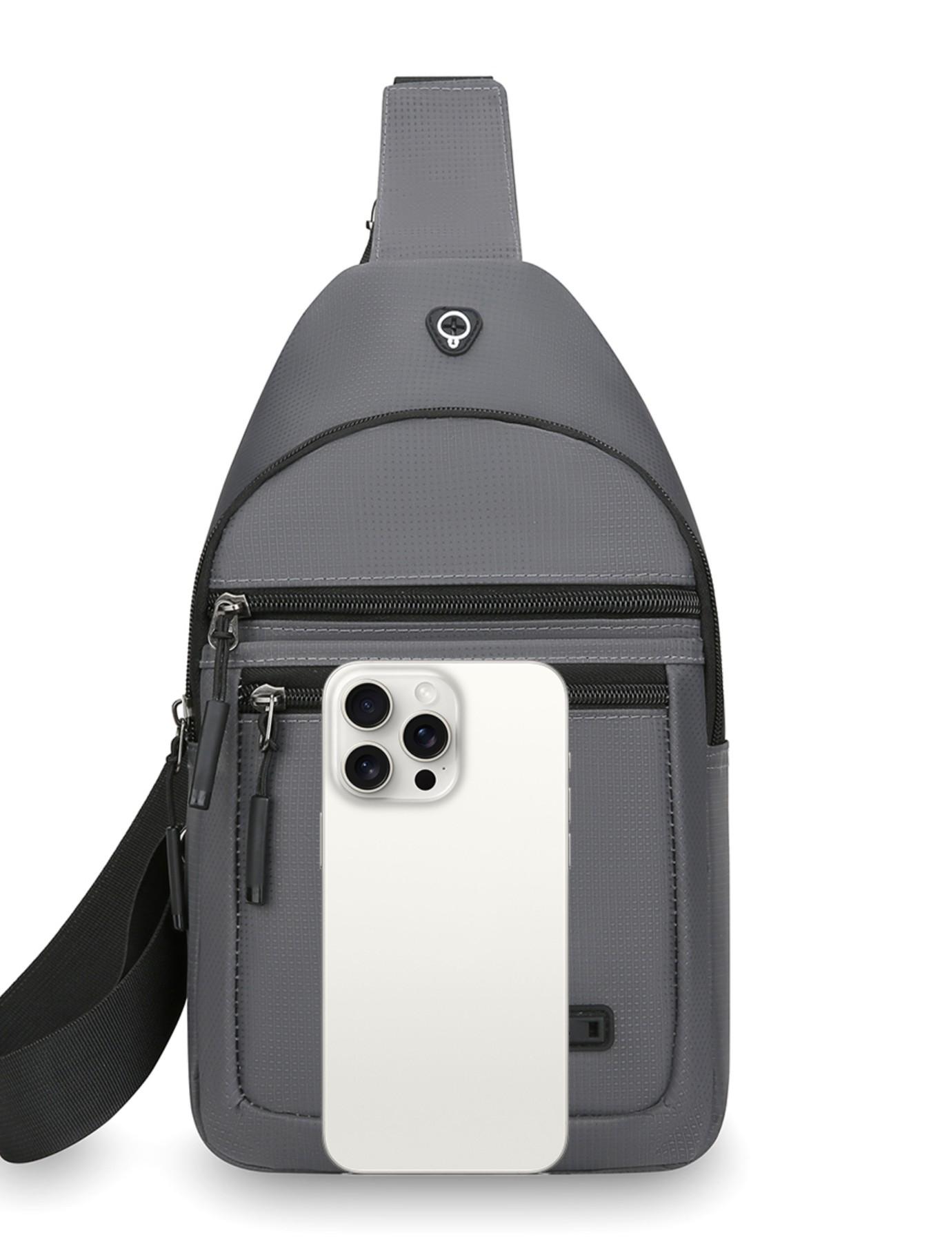 Men's Casual Nylon Chest Bag, Multi-Functional Zipper Pouch, Comfortable Outdoor Sports, Cycling, Commuting, Adjustable Strap Backpack