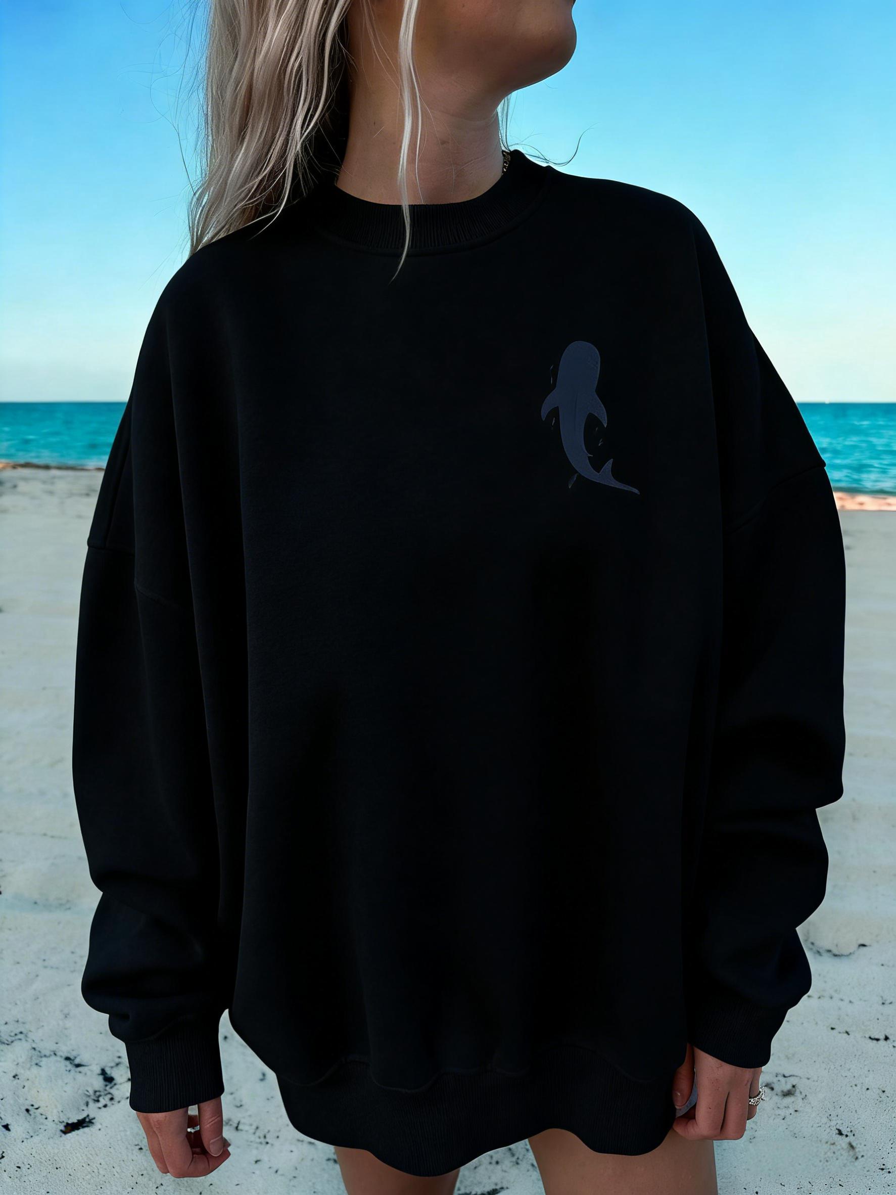 Christian Whale Shark Sweatshirt, Garment – Cozy Loose Cotton-Blend Crewneck Featuring Isaiah 43:2 Bible Verse, Ocean-Inspired Graphic Pullover, Animal Print, Womenswear, Perfect for Beach Days, Casual Outfits, Faith-Based Streetwear Clothes