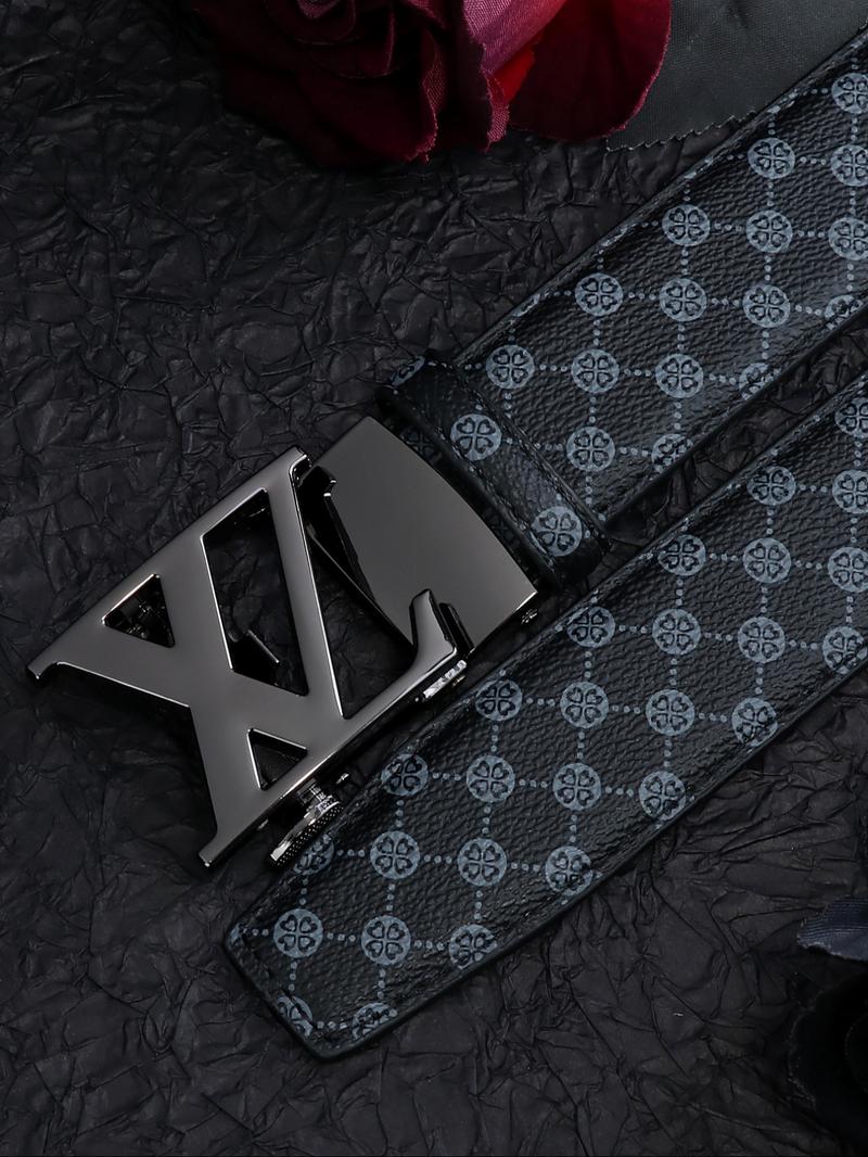 Men's Alloy Automatic Buckle Belt, Casual Fashion Print Waistband, High-End Lightweight Design, Versatile Pants Strap, All Seasons, Stylish Belts