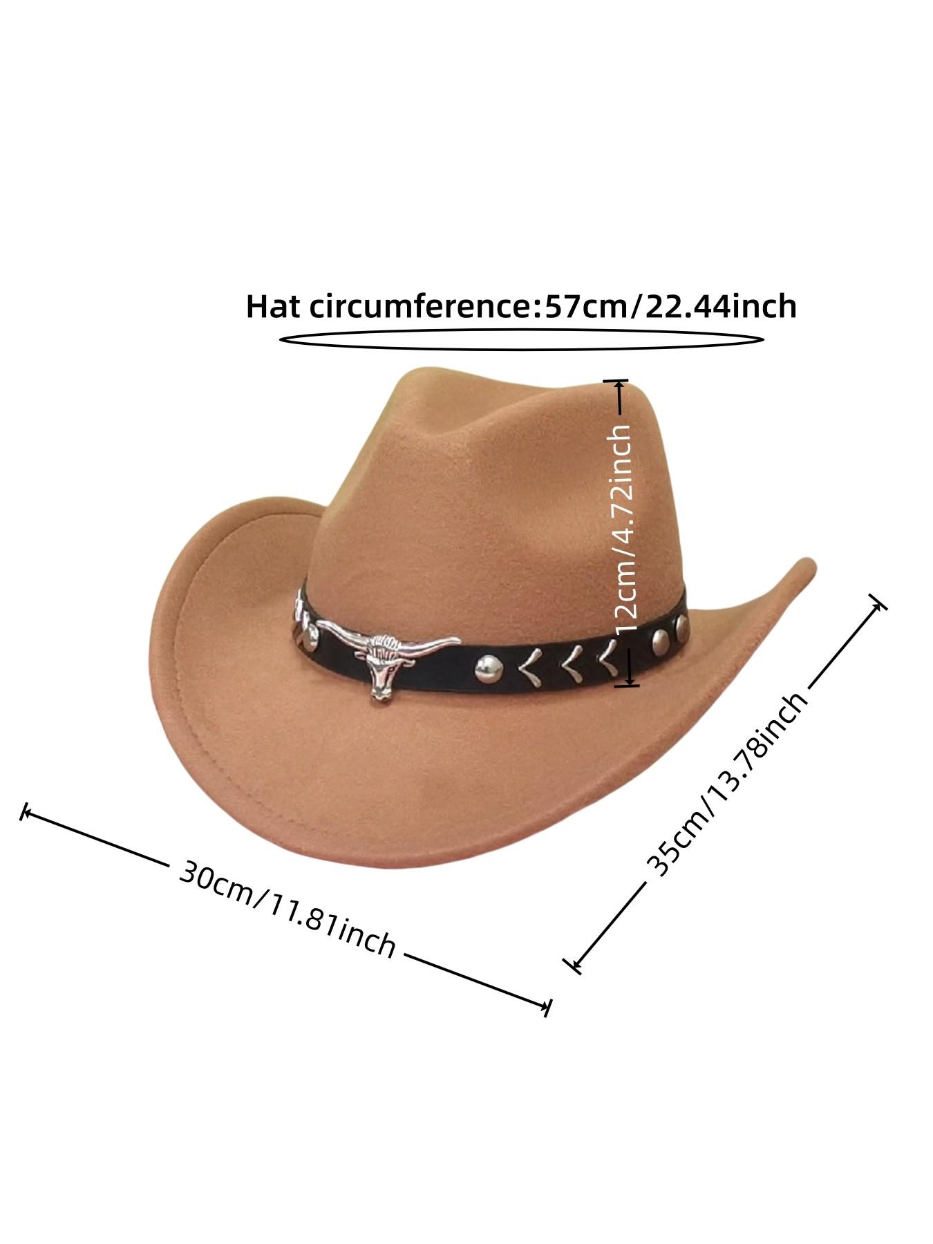 1pcs Bull Head Western Cowboy Hat, All-Season Felt Hat, Unisex Bent Brim Jazz Hat, Fashion Photo Prop, Gift for Men and Women