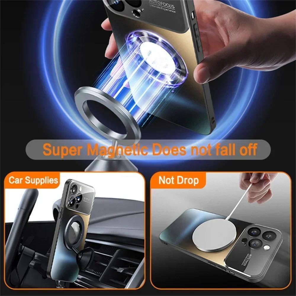 2026 New Titanium Metallic Matte Case For iPhone 17 Air 16 15 14 13 12 11 Pro Max Plus For Magsafe Lens Camera Protection Cover Cellphone Protective