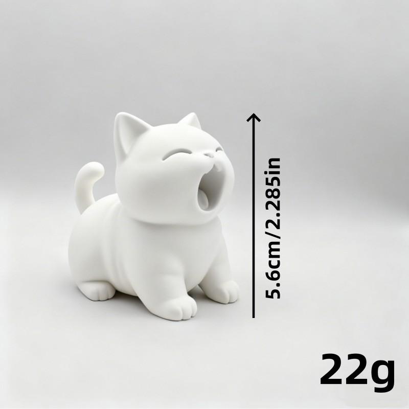 3D Printed Cute Yawning Cat Desktop Ornament Statue, Stress Relief Plush Pet Figurine, Adorable Home Decor Gift Idea