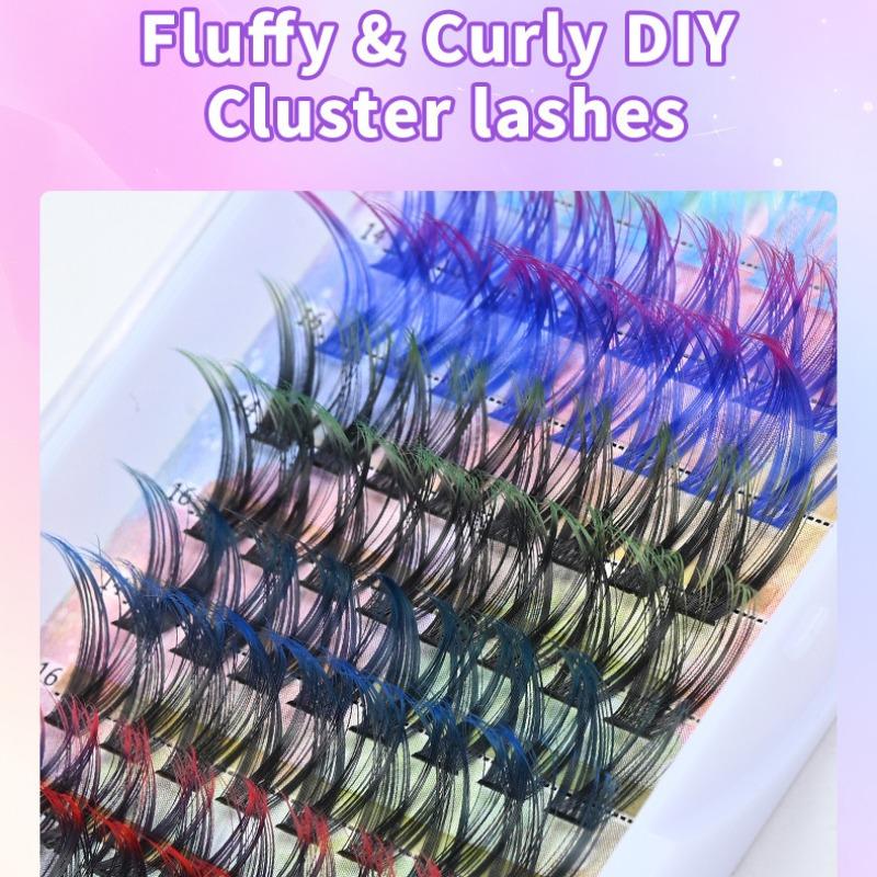 Mixed Color Individual False Eyelashes, 1 Box Natural Look Eyelash Extensions, Self Grafting Curling Fake Eyelashes for Women, Makeup, Diy Eyelash Extensions