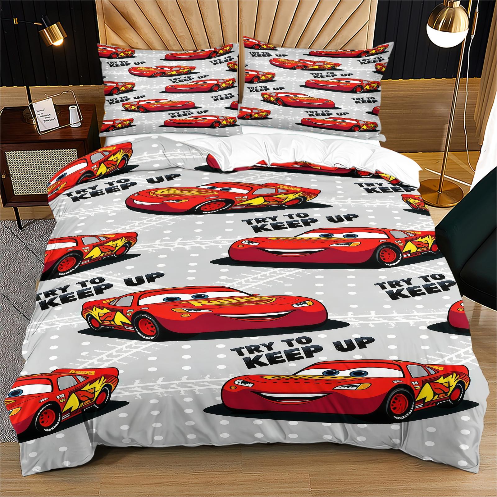 Cartoon Car Pattern Duvet Cover Set, Soft And Durable Bedding Set, Including 1 Duvet Cover And 1 Or 2 Pillowcases, Suitable For Children And Adults Daily Holiday Birthday Gifts Bedroom Decorations