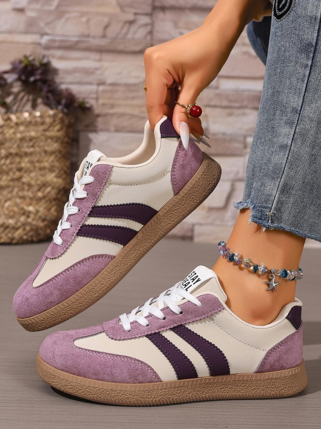 Women's Spring Fall New PU Textile Patchwork Design Sneakers, Trainer, Breathable Comfort Casual Low Top Walking Shoes, Anti-Slip Non Slip Thick Sole Lightweight