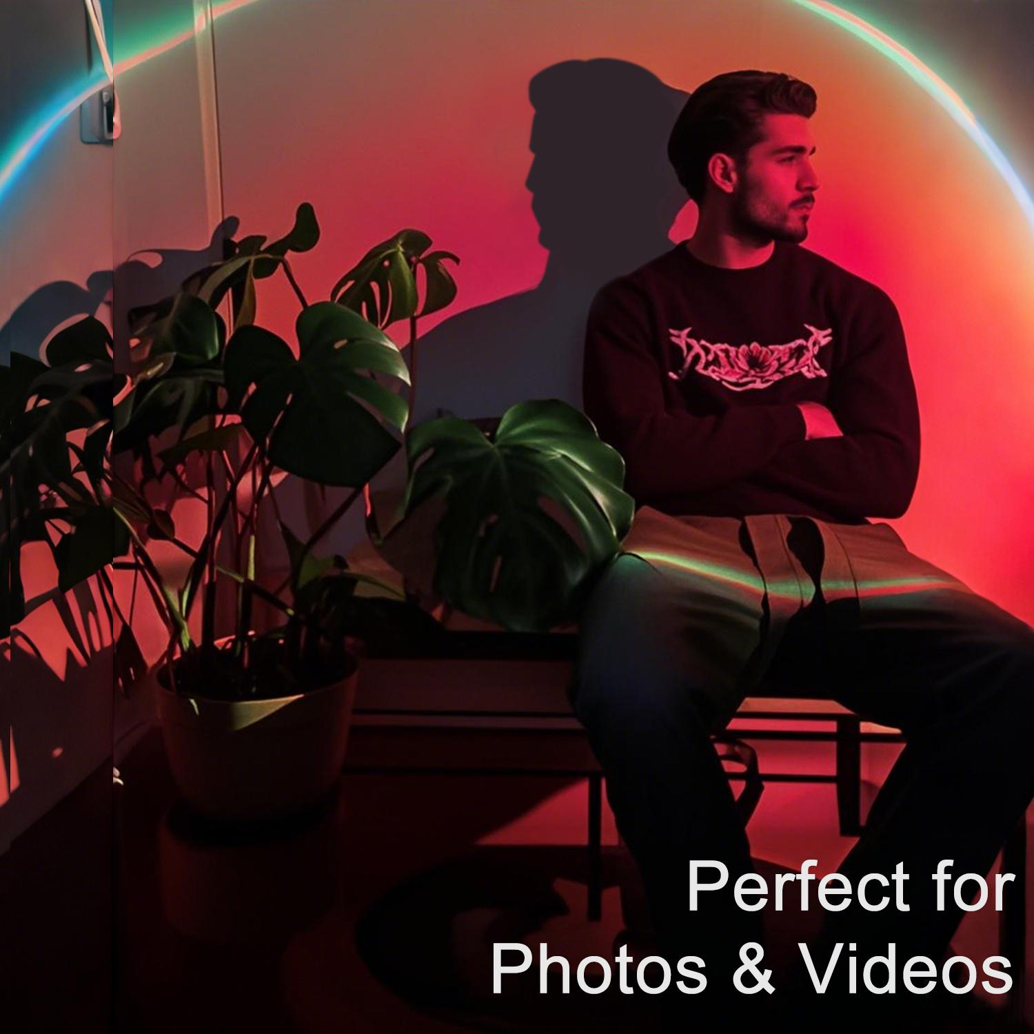 Fall Sunset Lamp Projector Light 180° Adjustable Sunset Mood Lamp, 4 Modes, Remote Control RGB Ambient Night Light for Bedroom, Gaming Room, Live Streaming Photography & Parties Home Wall Decor Party Live Streaming Christmas Gift Led Multi