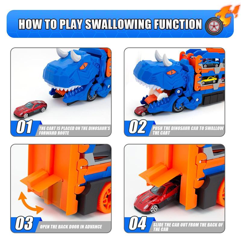 Blue/ Dinosaur Toy Car Set, Foldable Track, Includes 6 Cast Cars, Parent-Child Interactive Play, Boy Toys, Kids Birthday Gift Blue/ Dinosaur Toy Car Set, Foldable Track, Includes 6 Cast Cars, Parent-Child Interactive Play, Boy Toys, Kids Birthday Gift