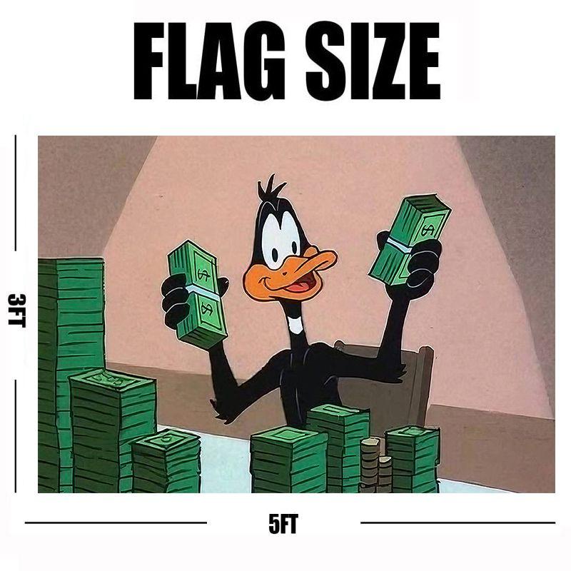 Cartoon Duck Cash Funny 3x5Ft Flag Tapestry for Dorm Room Decor Gym Parties Bedroom Garage Banner with 4 Brass Gromments