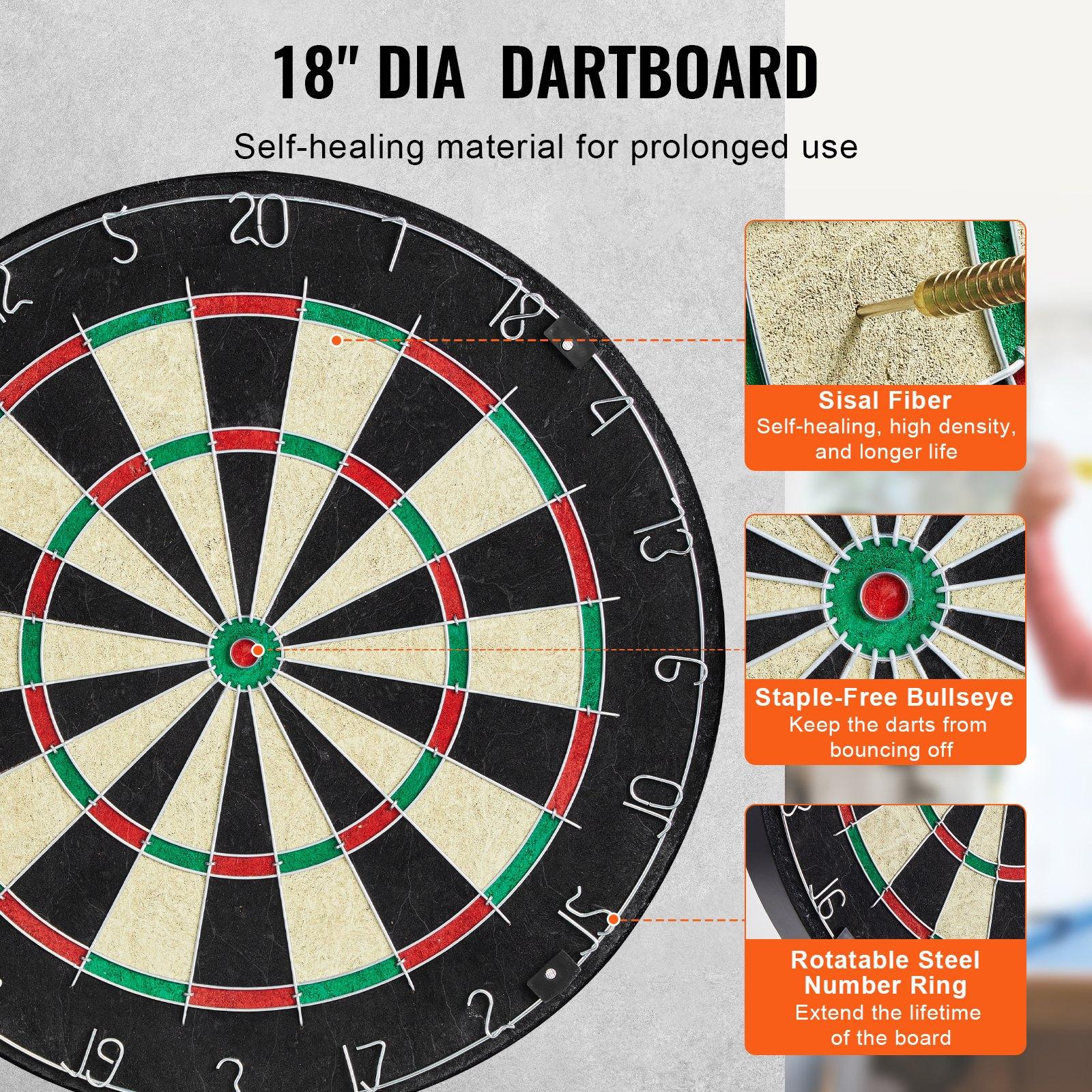 VEVOR Dartboard and Cabinet Set, Ready-to-Play Bundle Official Size Dartboard Cabinet, Steel Tip Dart Hideaway Cabinet, Features Easy Assembly, Complete with All Accessories, Perfect for Cricket Games