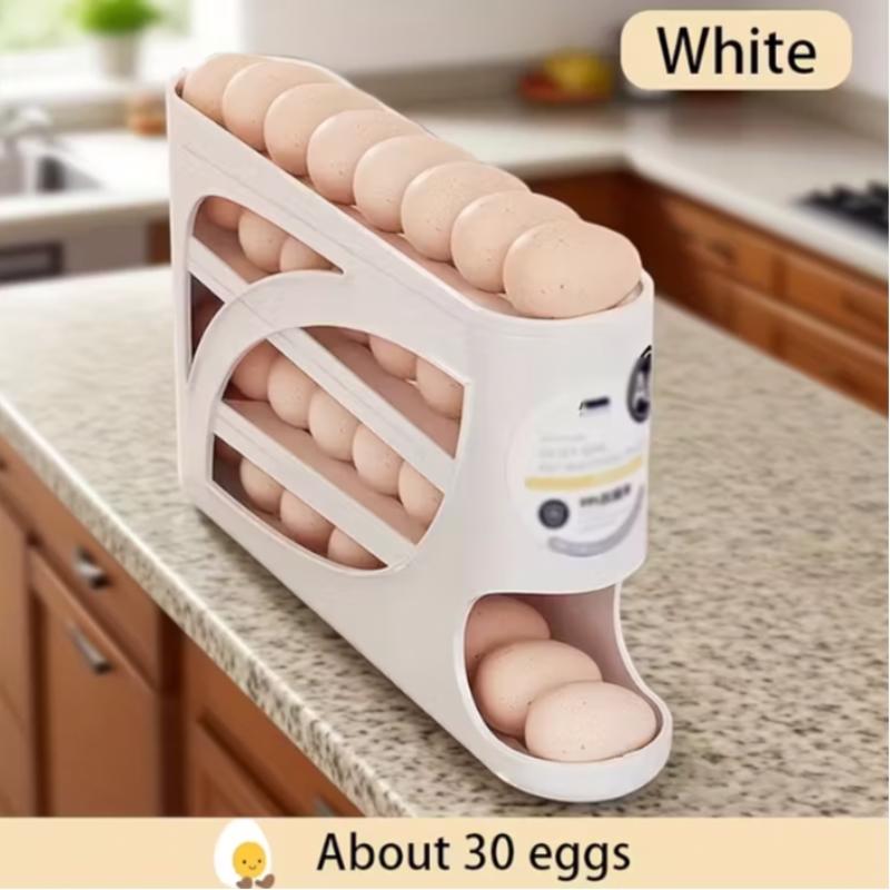 Stackable Egg Storage Box for Refrigerator, Refrigerator Organizer, Automatic Slide-Out Design, Space-Saving Large Capacity, Transparent PP Material