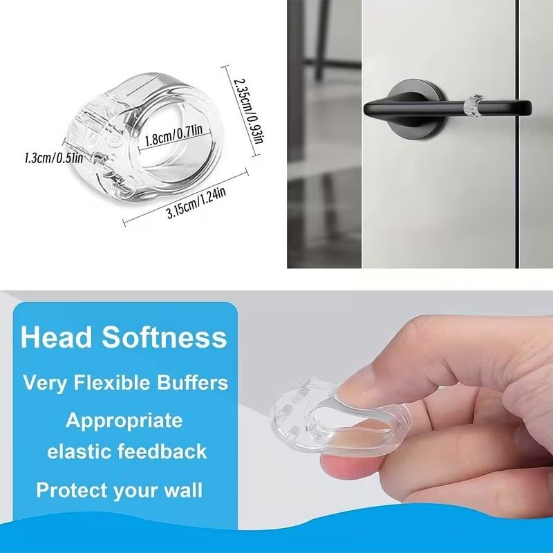 2 Pack Round Silent Door Stopper, Transparent Invisible Wall Mounted Door Handle Protector, Home Door Decor, Anti-Collision Door Guard
