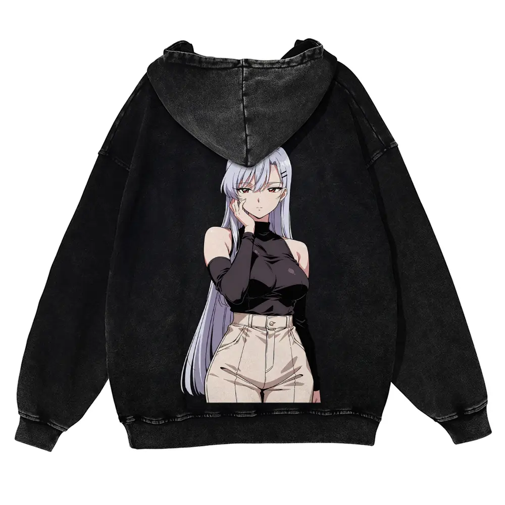 Unisex Eiai Nano, Rational Scholar Anime Queen Girlfriend Graphic Washed hoodie Personalized Pattern Y2k Clothing Round Neck Washed hoodie,Women's Clothing 100% Cotton, Menswear, Top, Vintage Style,Summer Casual Oversized