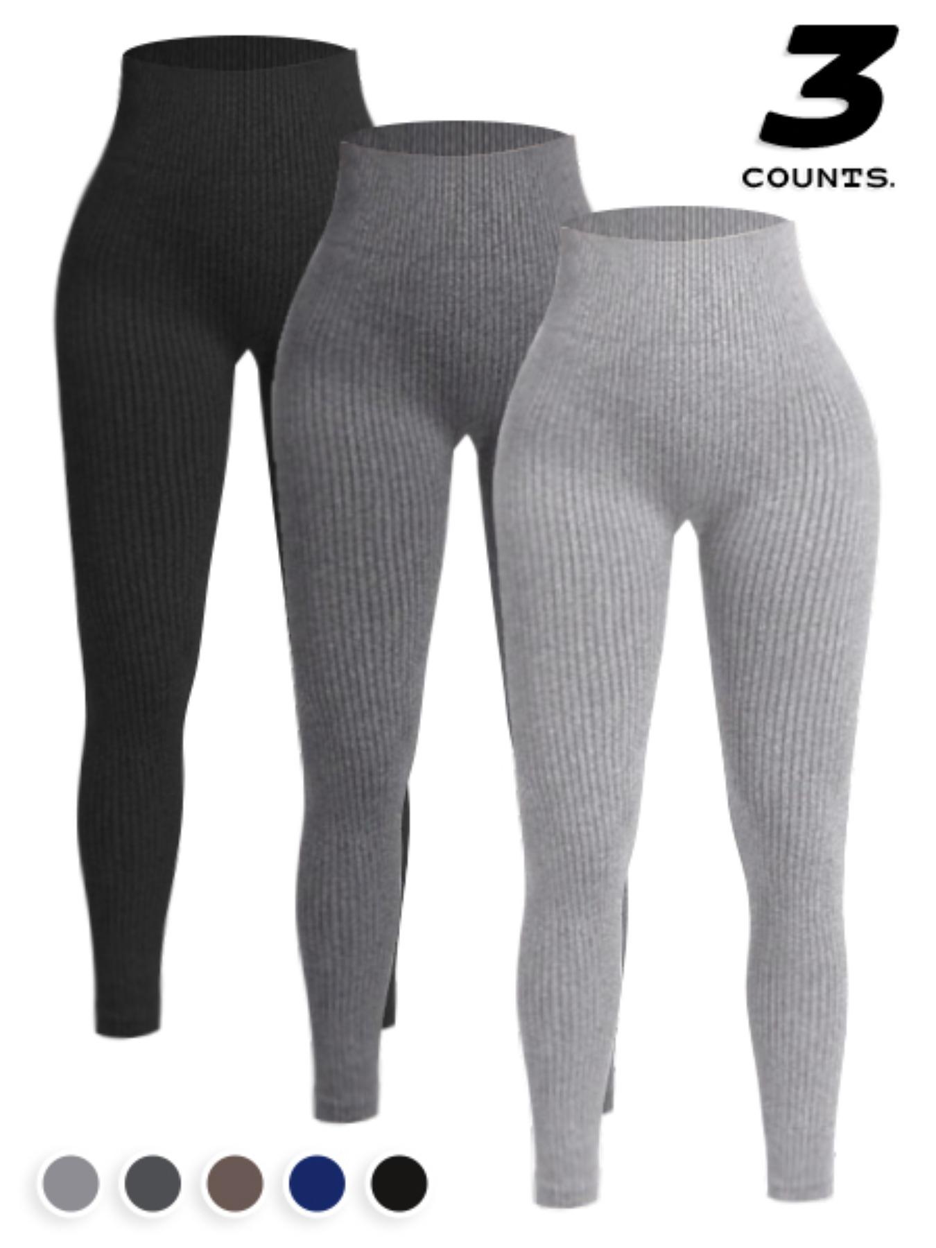 3pcs Women's Seamless Soft Athletic Stretchable Yoga Pants, High Waisted Ribbed Fitness Leggings, Perfect for Running, Cycling, and Gym Use, Comfortable Sportswear